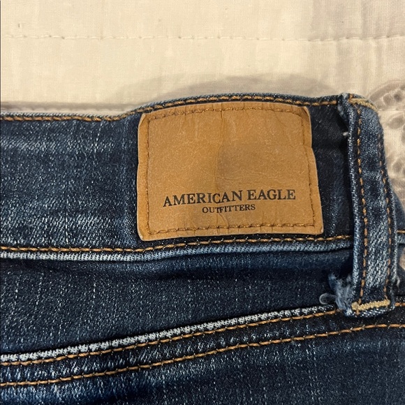 American Eagle Outfitters Ripped Jean Shorts - Dark Blue - Picture 3 of 6